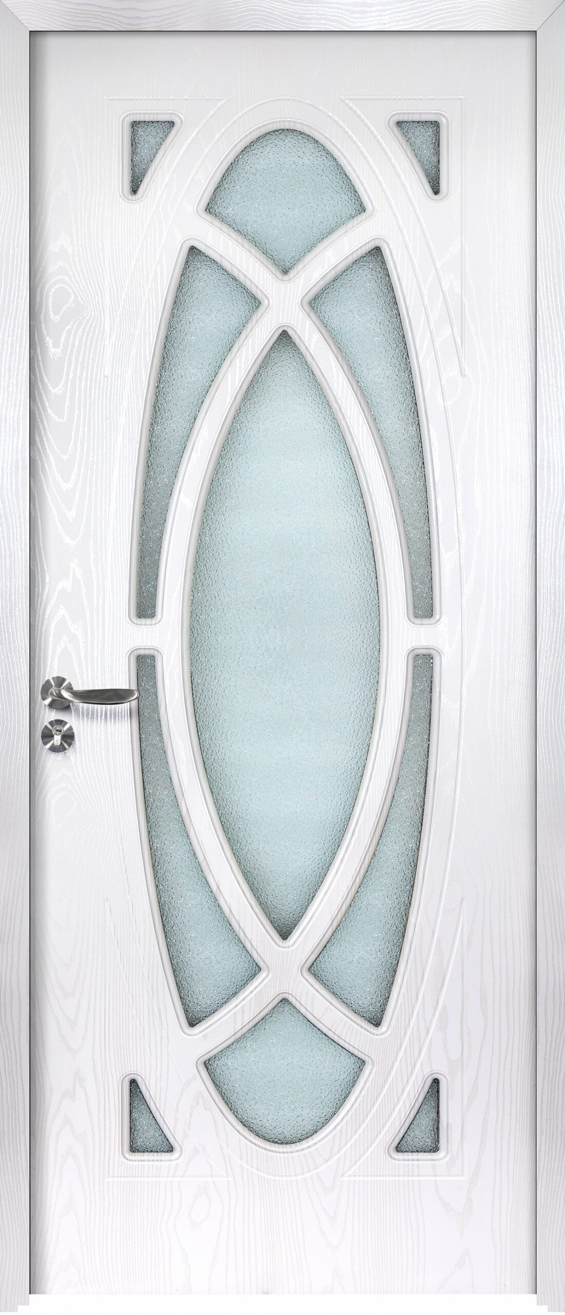 Usa de interior din lemn cu geam, Kastilio K099-UE, stanga/dreapta, alb