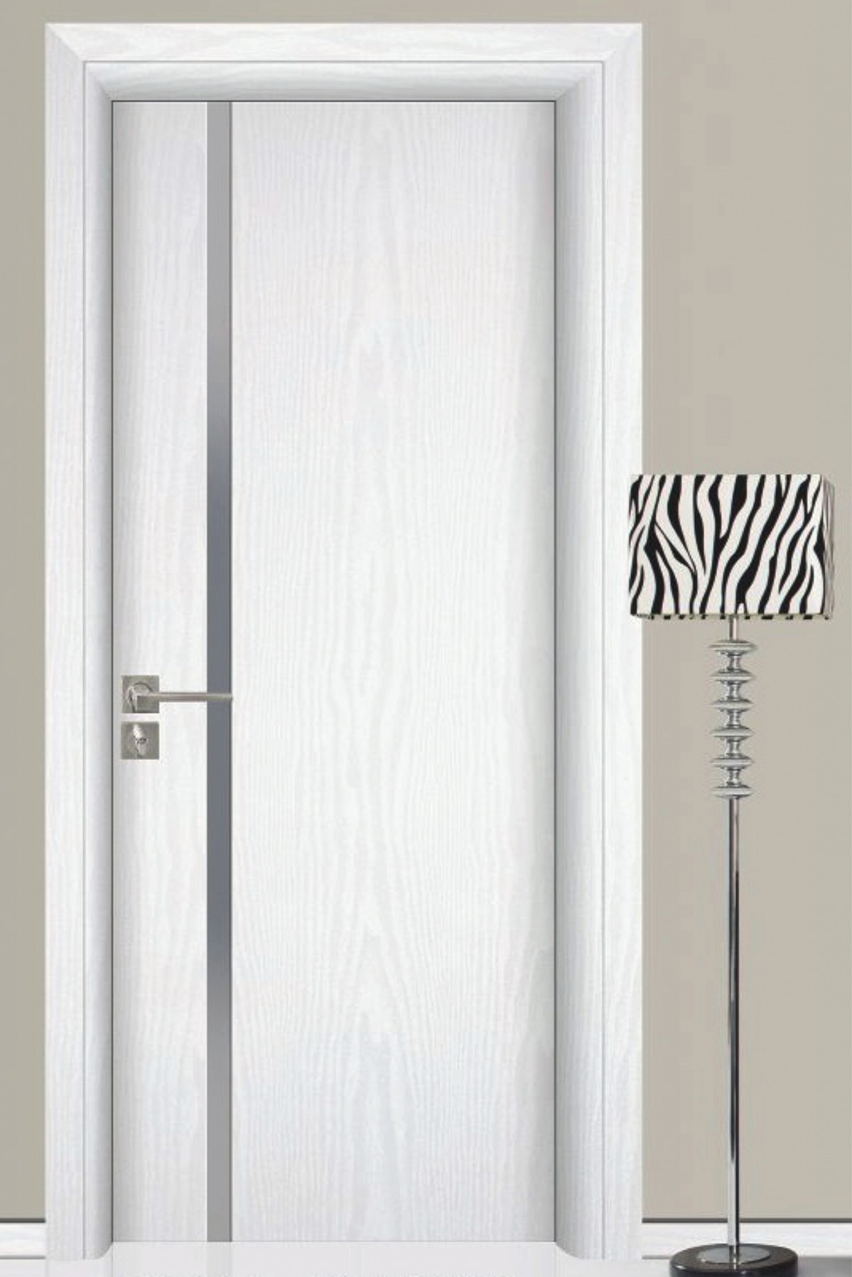 Usa de interior din lemn cu geam, Yimca YL04A, stanga/dreapta, alb